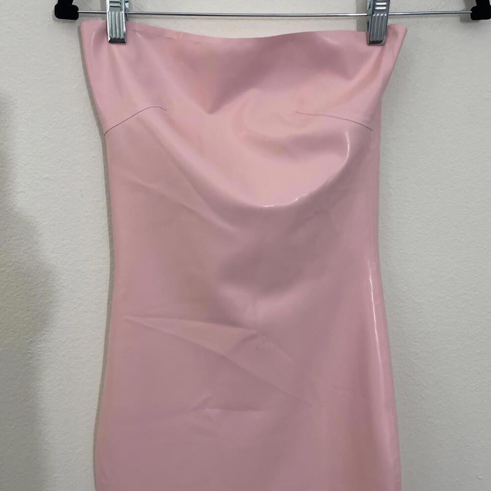 Miaou Lila Dress pink candy Midi Latex Strapless S NWT $450msrp - Picture 6 of 9